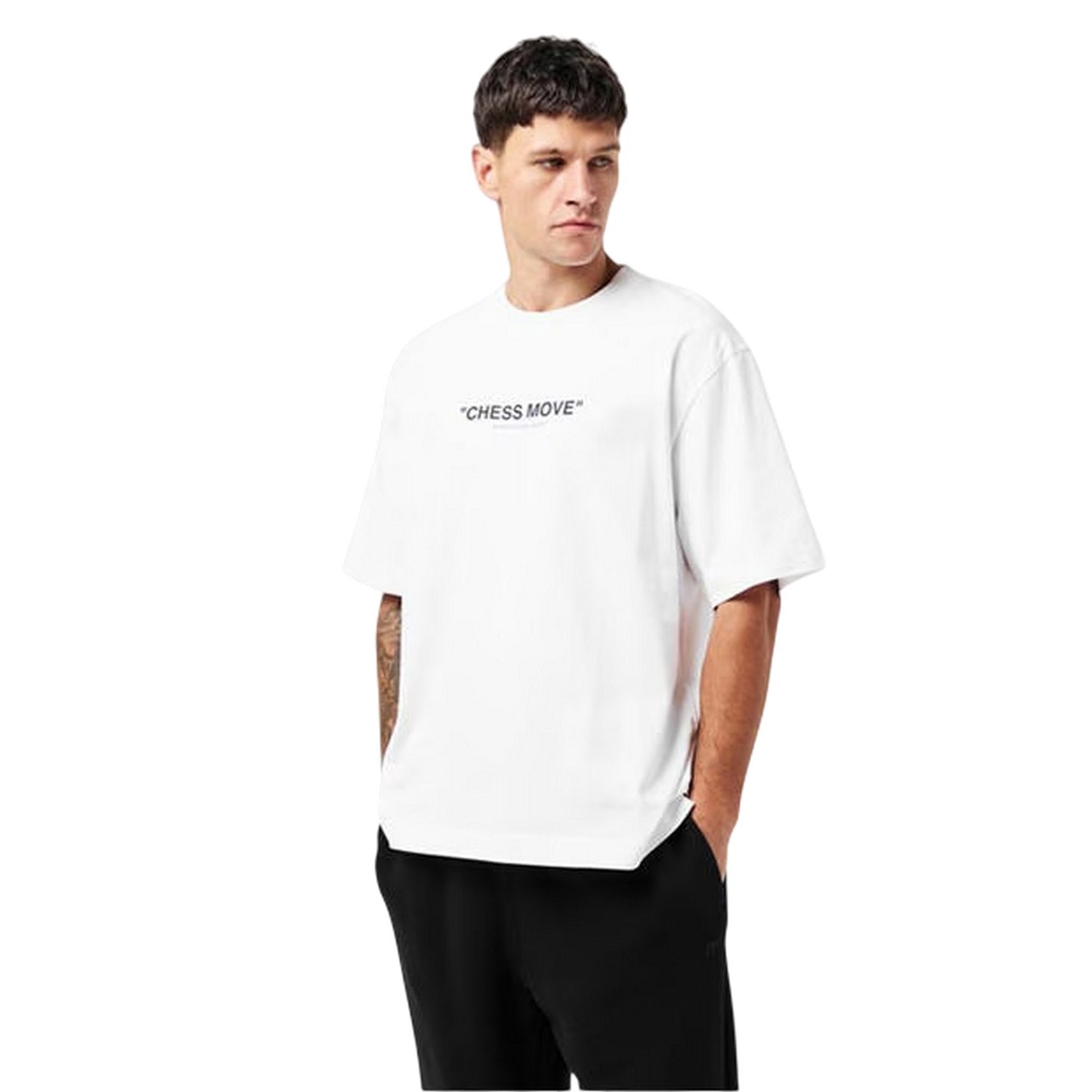 White-Black - Side - Off White Mens Chess Move Casual T-Shirt
