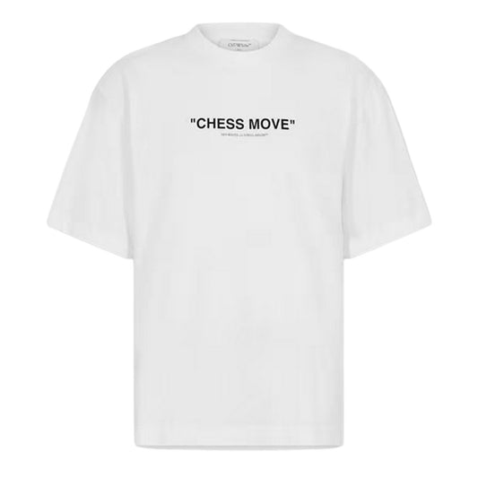 White-Black - Front - Off White Mens Chess Move Casual T-Shirt