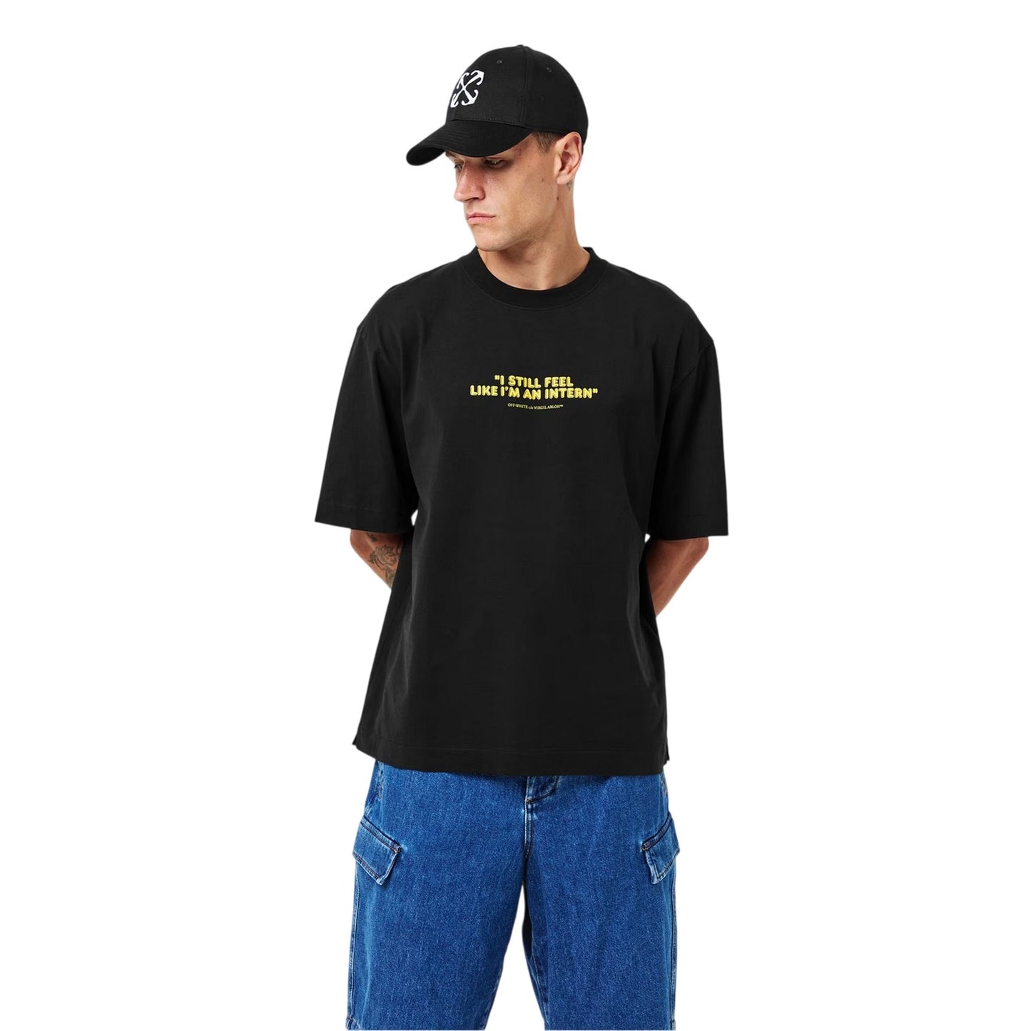 Black - Side - Off White Mens Feel Like An Intern T-Shirt