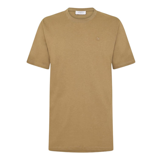 Beige - Front - Off-White Mens Logo Cotton Slim T-Shirt