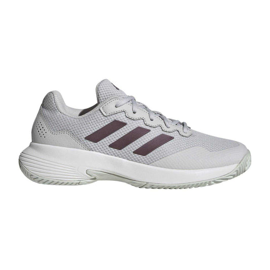 Grey-Aurora Black - Front - Adidas Unisex Adult 3 Stripes Low Cut Court Trainers