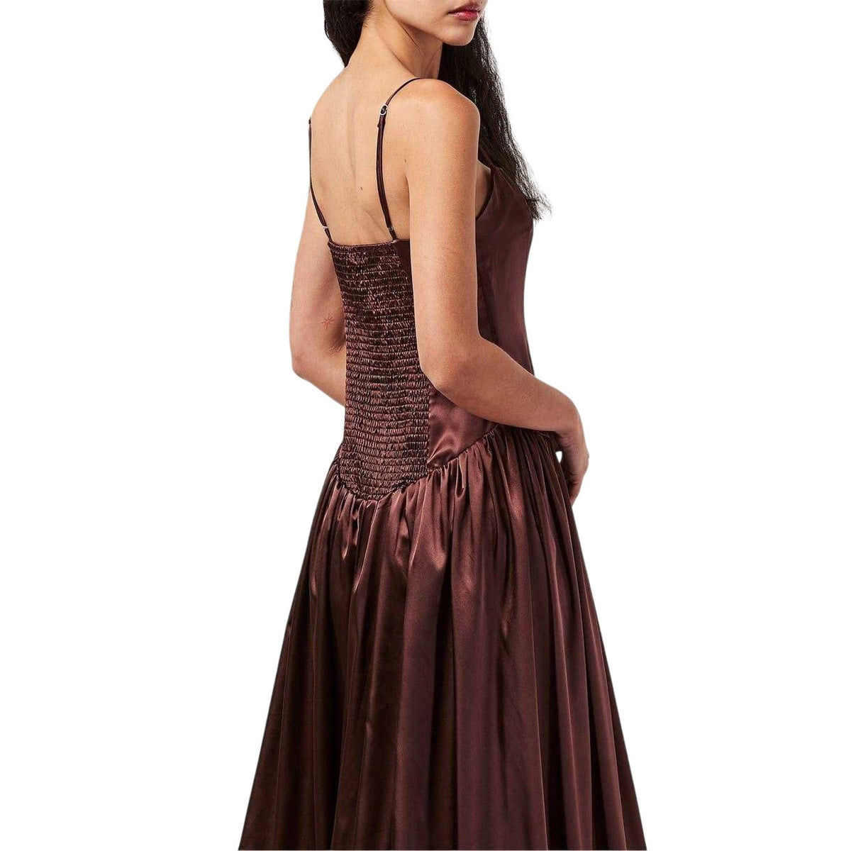 Chocolate - Lifestyle - AmyLynn Womens-Ladies Alexa Satin Maxi Dress