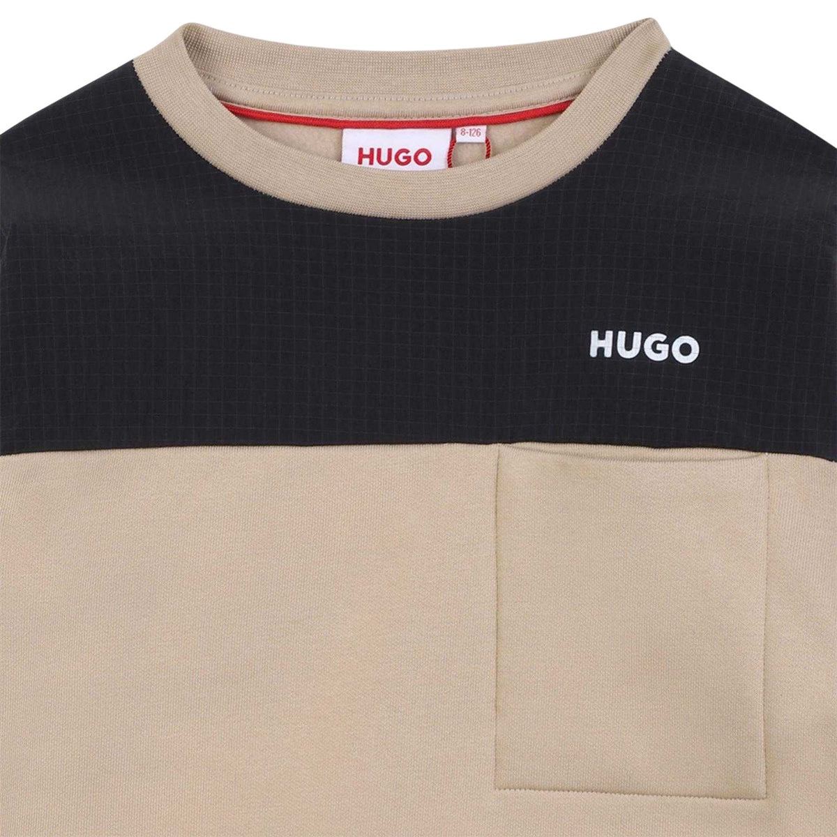 Stone - Side - Hugo Childrens-Kids Patch Crew Neck Sweatshirt