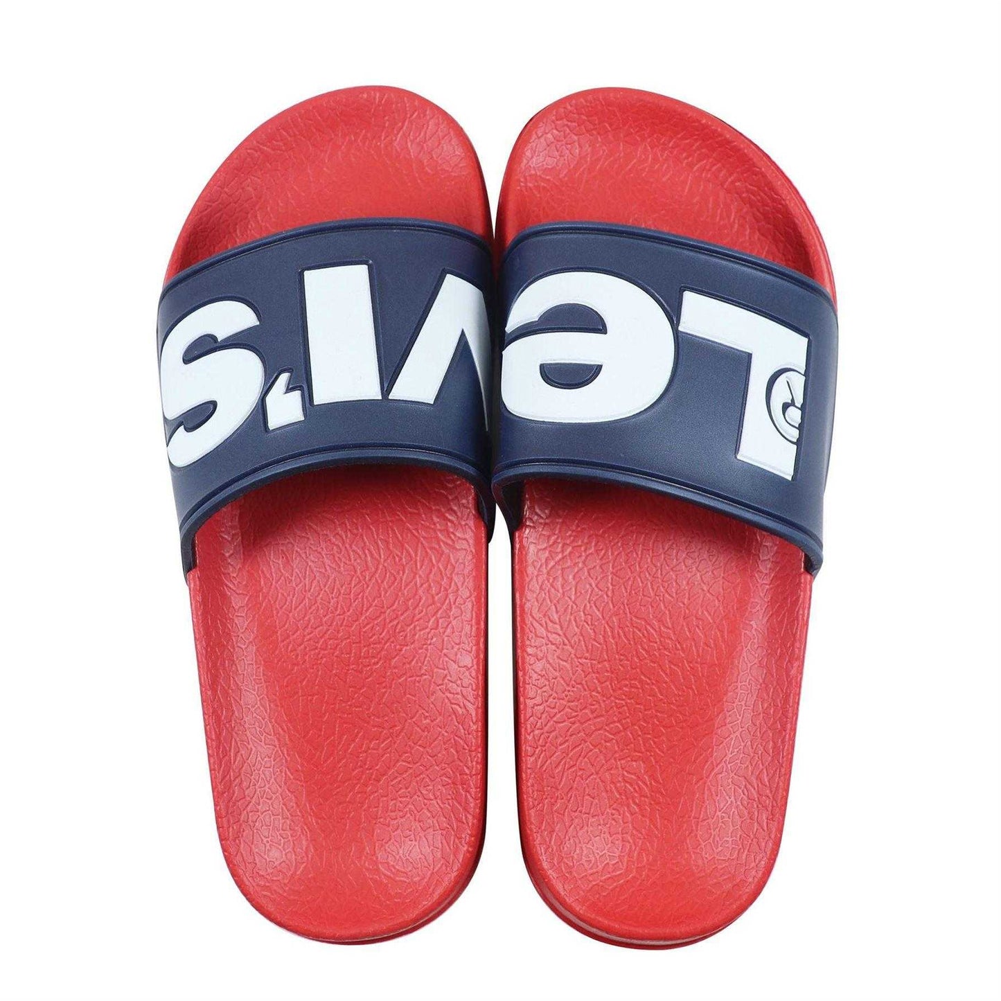 Navy-Red - Pack Shot - Levis Unisex Adult Relaxed Fit Flat Sliders