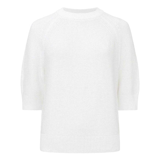White - Front - French Connection Womens-Ladies Relaxed Fit 3-4 Sleeve Sweater Top