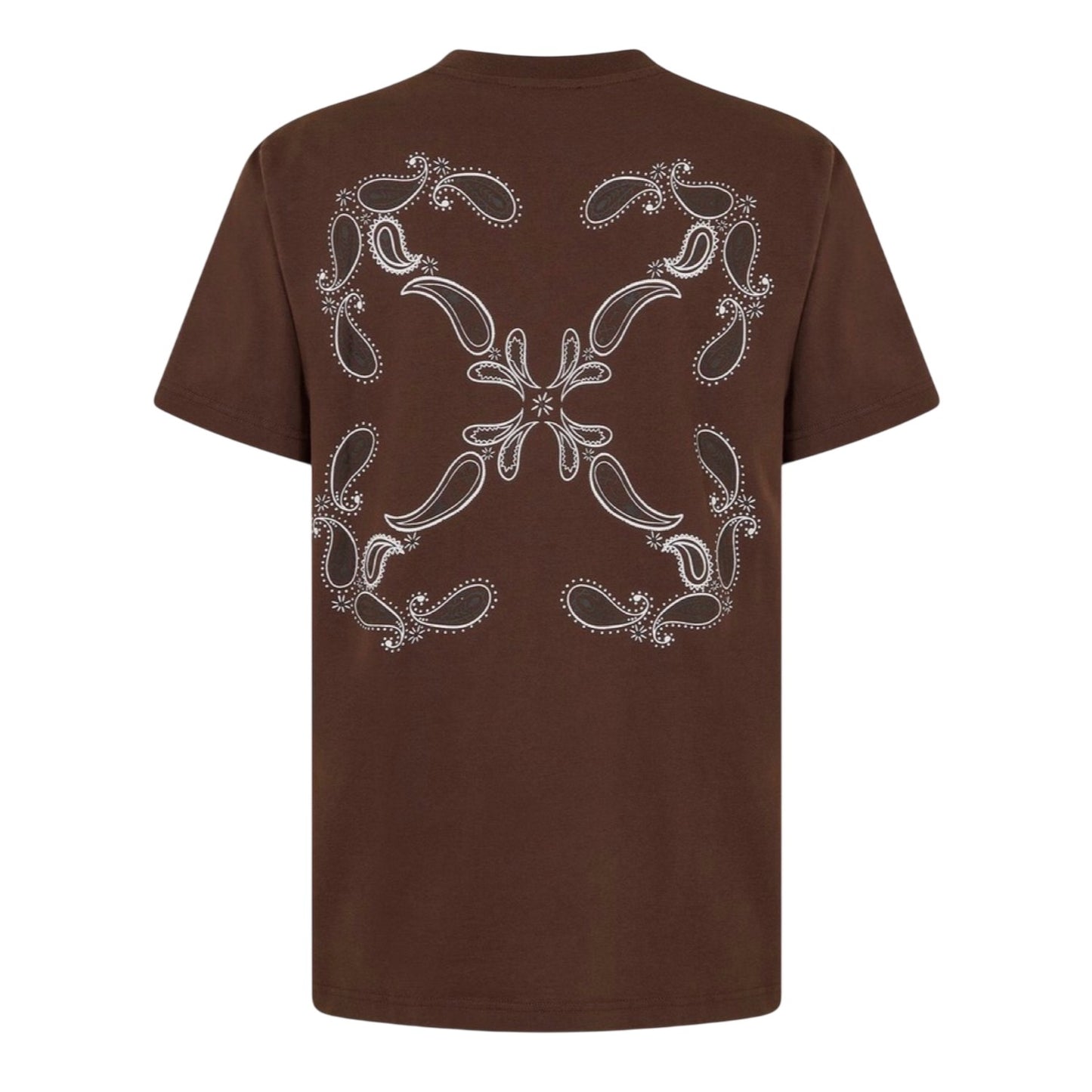 Chocolate-White - Back - Off White Unisex Adult Bandana Print Regular T-Shirt