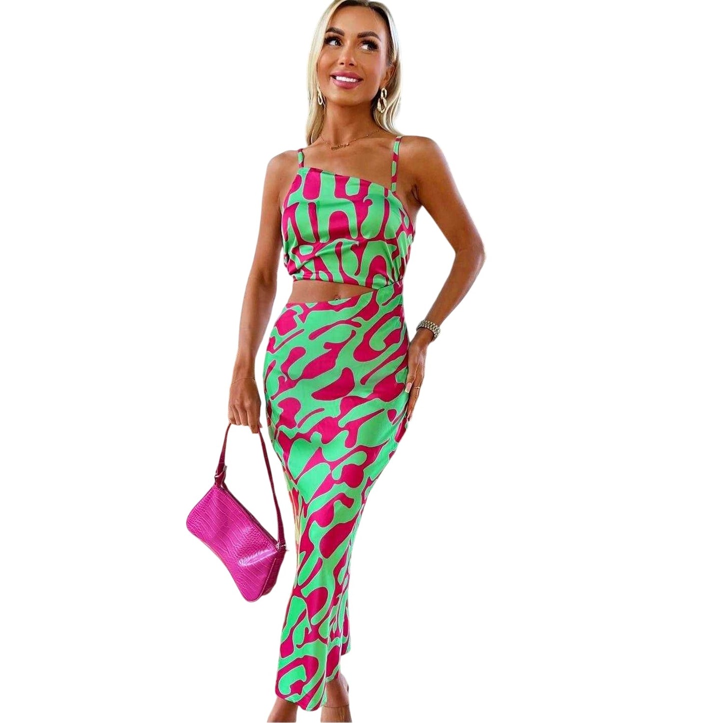 Multicoloured - Side - AX Paris Womens-Ladies Abstract Polyester Asymmetric Cut Out Midi Dress