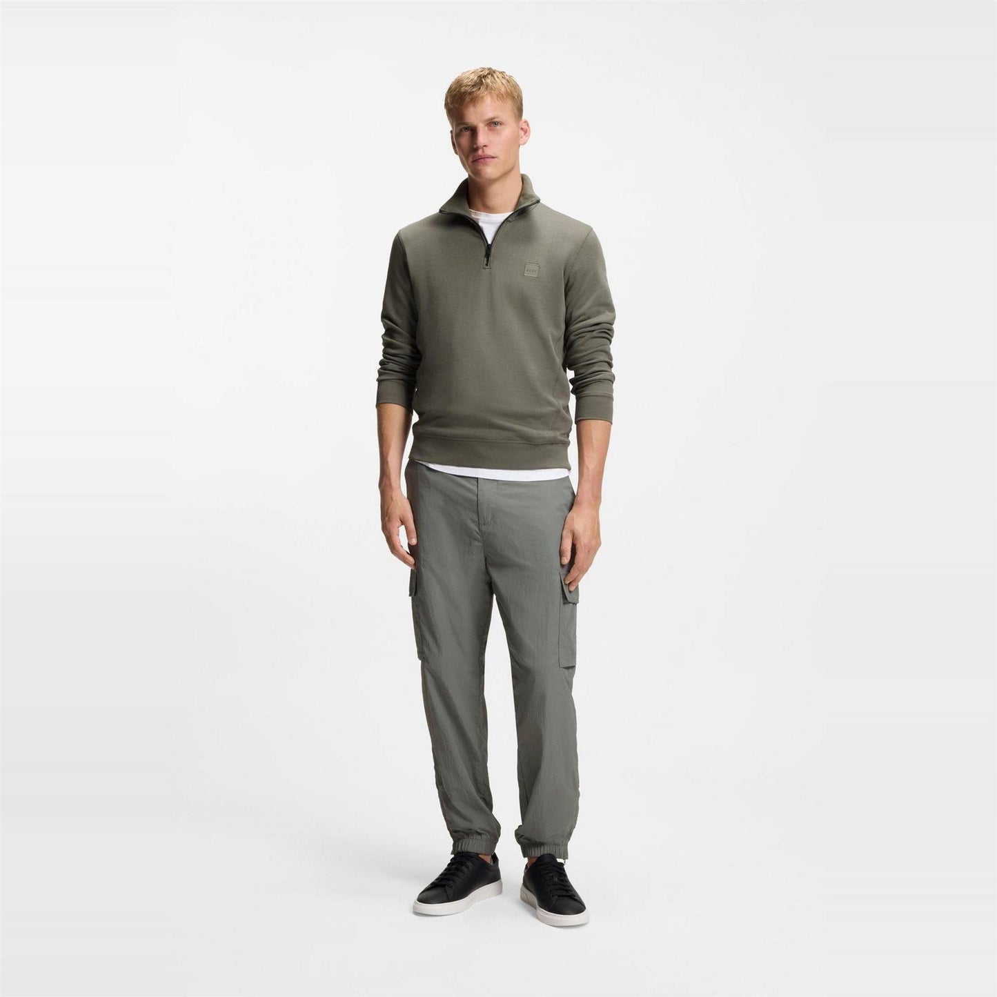 Grey - Pack Shot - Boss Mens Zetrust Fleece Sweatshirt