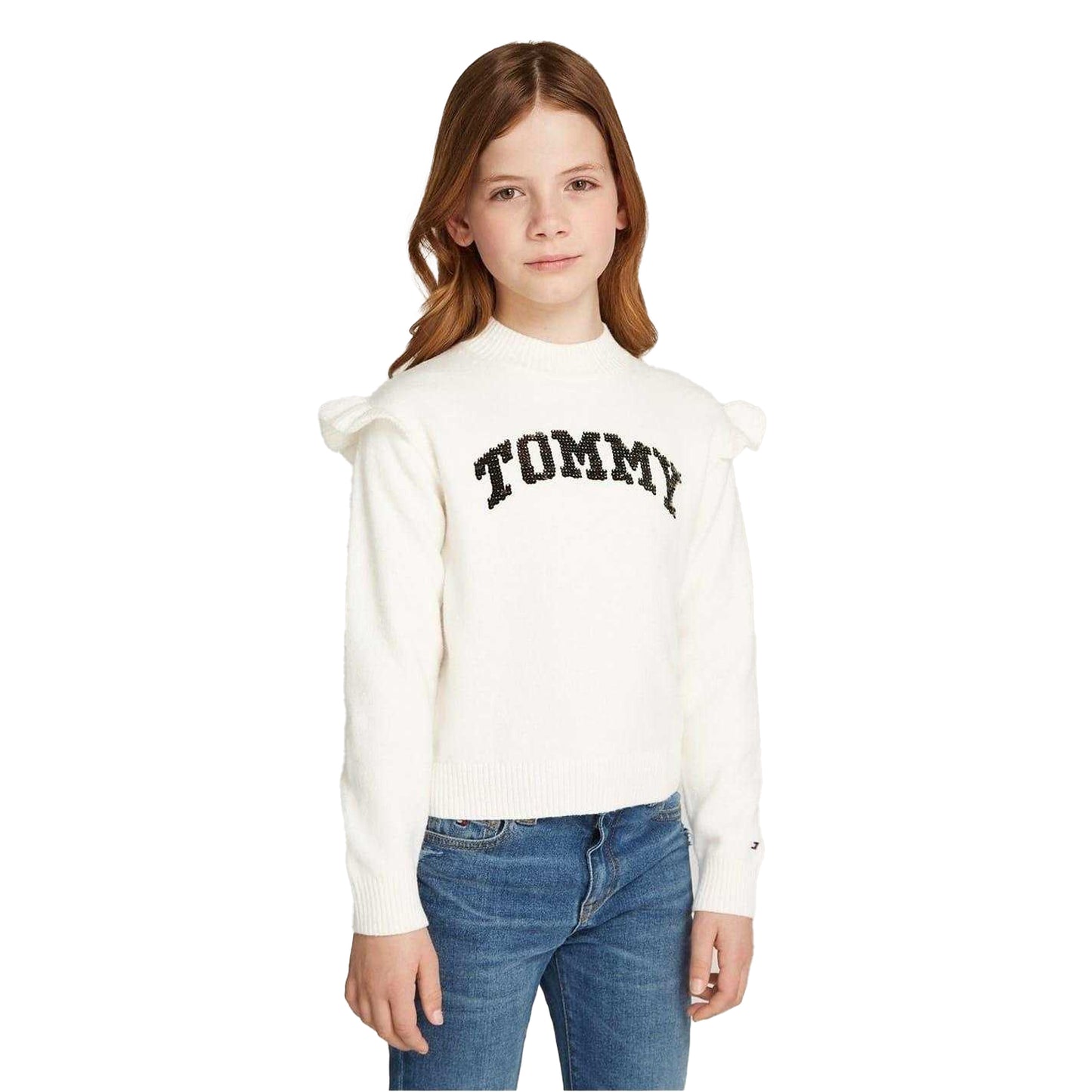 Ivory - Lifestyle - Tommy Hilfiger Girls Logo Knitted Jumper