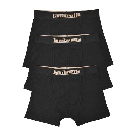 Black - Front - Lambretta Mens Logo Cotton Blend Boxer Shorts (Pack of 3)