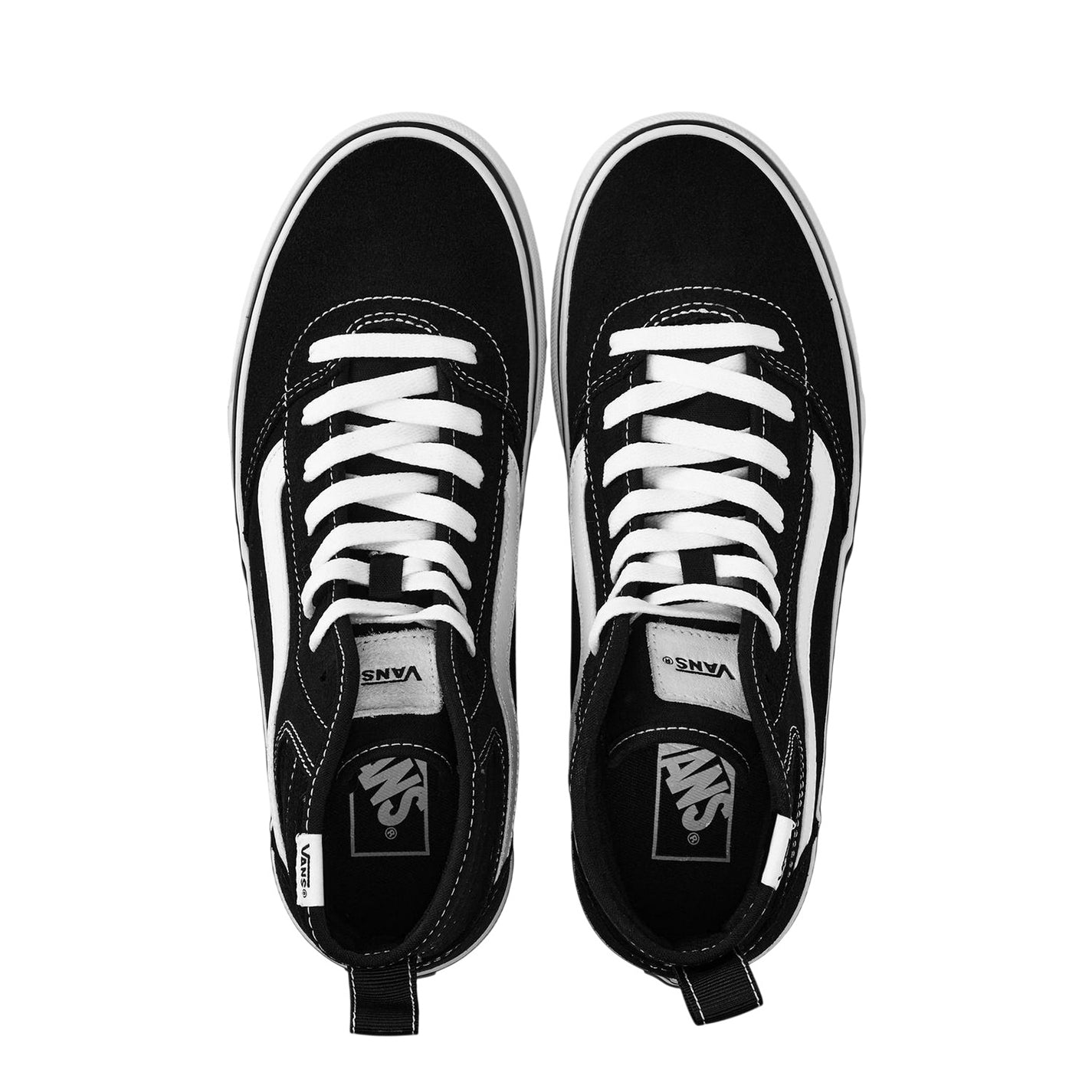 Black-White - Side - Vans Womens-Ladies Ashwood Canvas High Top Trainers