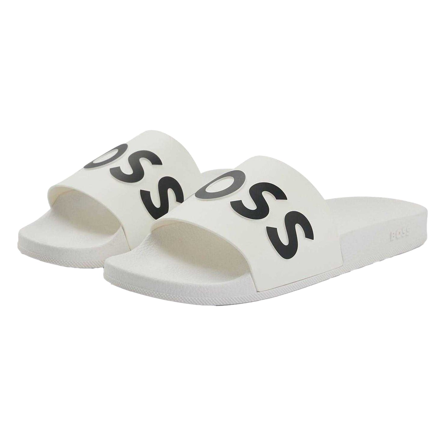 White - Lifestyle - Boss Unisex Adult Bay Logo Synthetic Flat Slides