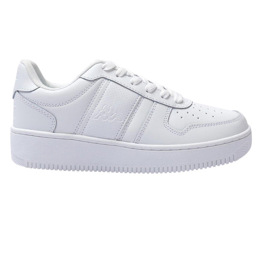 White - Front - Kappa Childrens-Kids La Morra Leather Platform Trainers