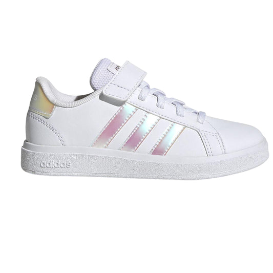 White-Iridescent - Front - Adidas Girls Grand Court 2.0 Flat Trainers