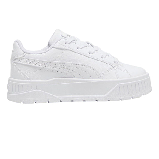 White - Front - Puma Childrens-Kids Karmen II Leather Platform Trainers