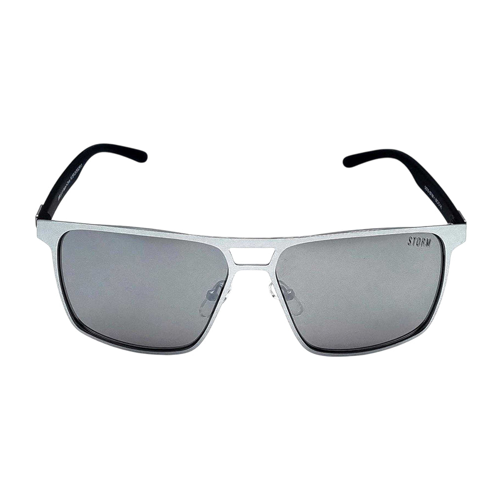 Silver - Back - Storm Mens Aviator Rectangular Sunglasses