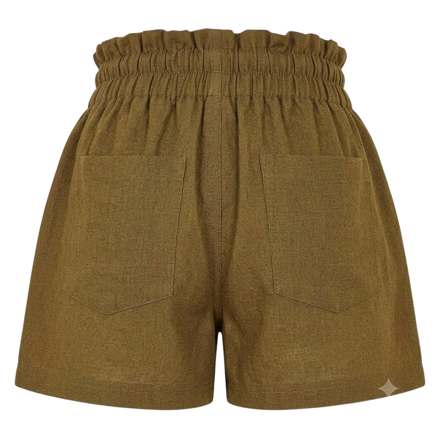 Khaki Green - Back - Threadbare Womens-Ladies Wippie Woven Paper Bag Shorts