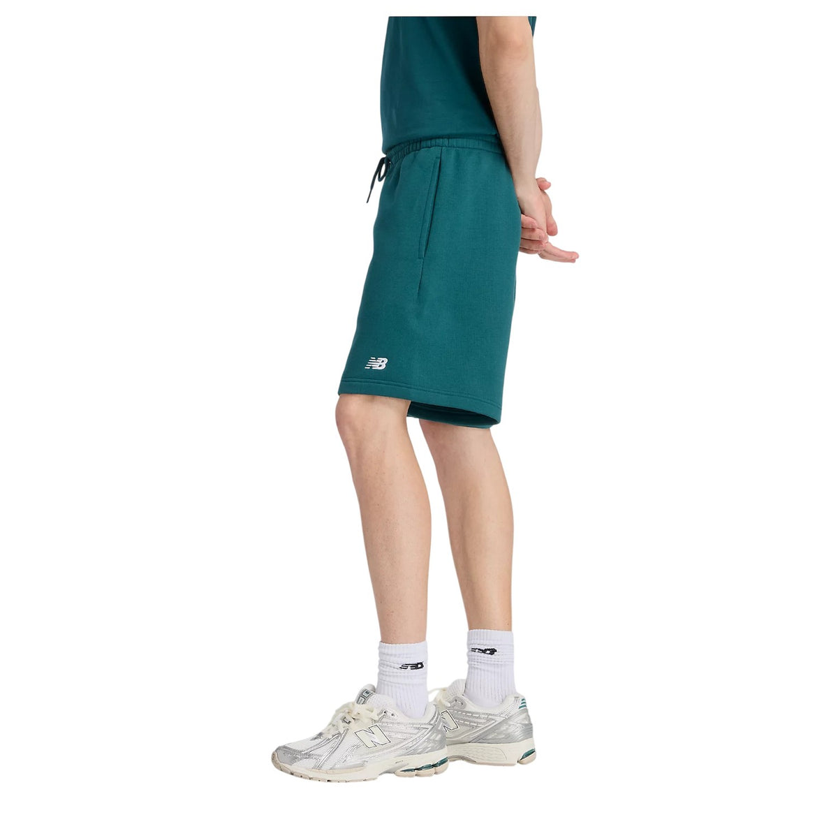 Green - Side - New Balance Mens Essentials Fleece Shorts