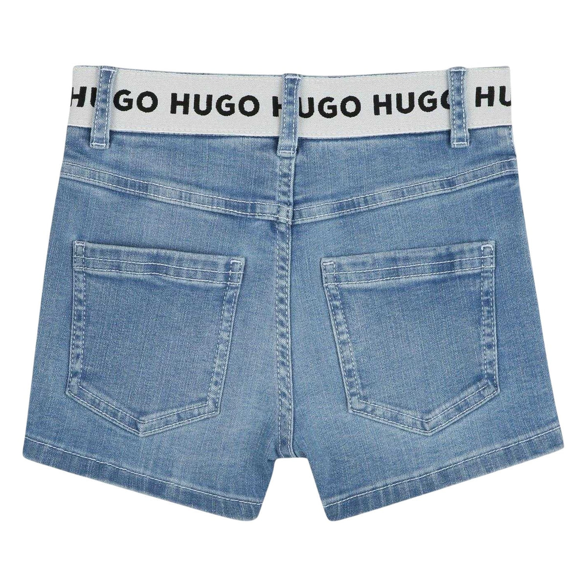Stone Wash - Back - Hugo Childrens-Kids Denim Chino Shorts