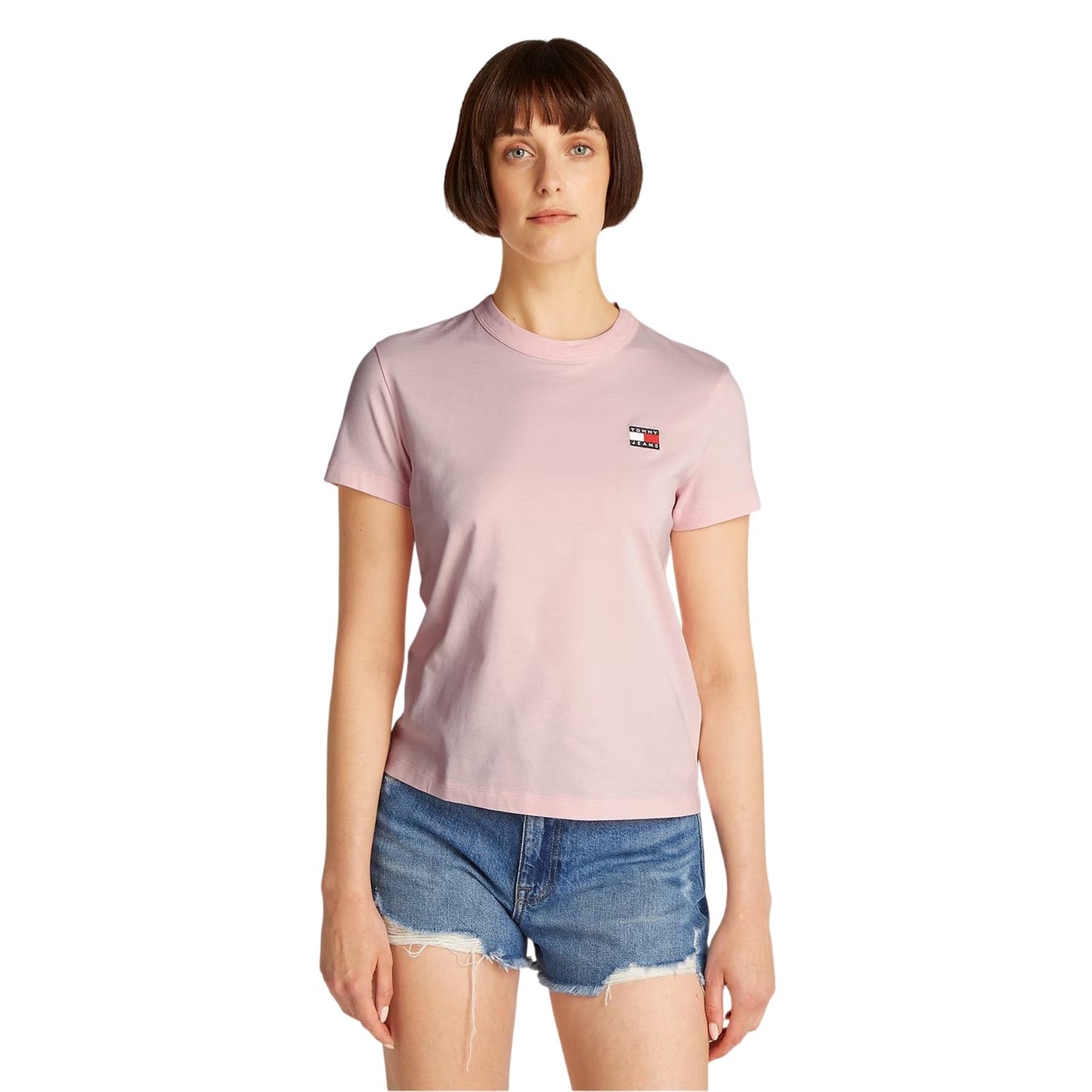 Pink - Side - Tommy Jeans Womens-Ladies Badge Regular T-Shirt