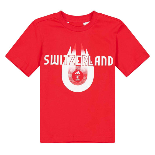 Ruby Red - Front - Adidas Childrens-Kids Switzerland Performance T-Shirt