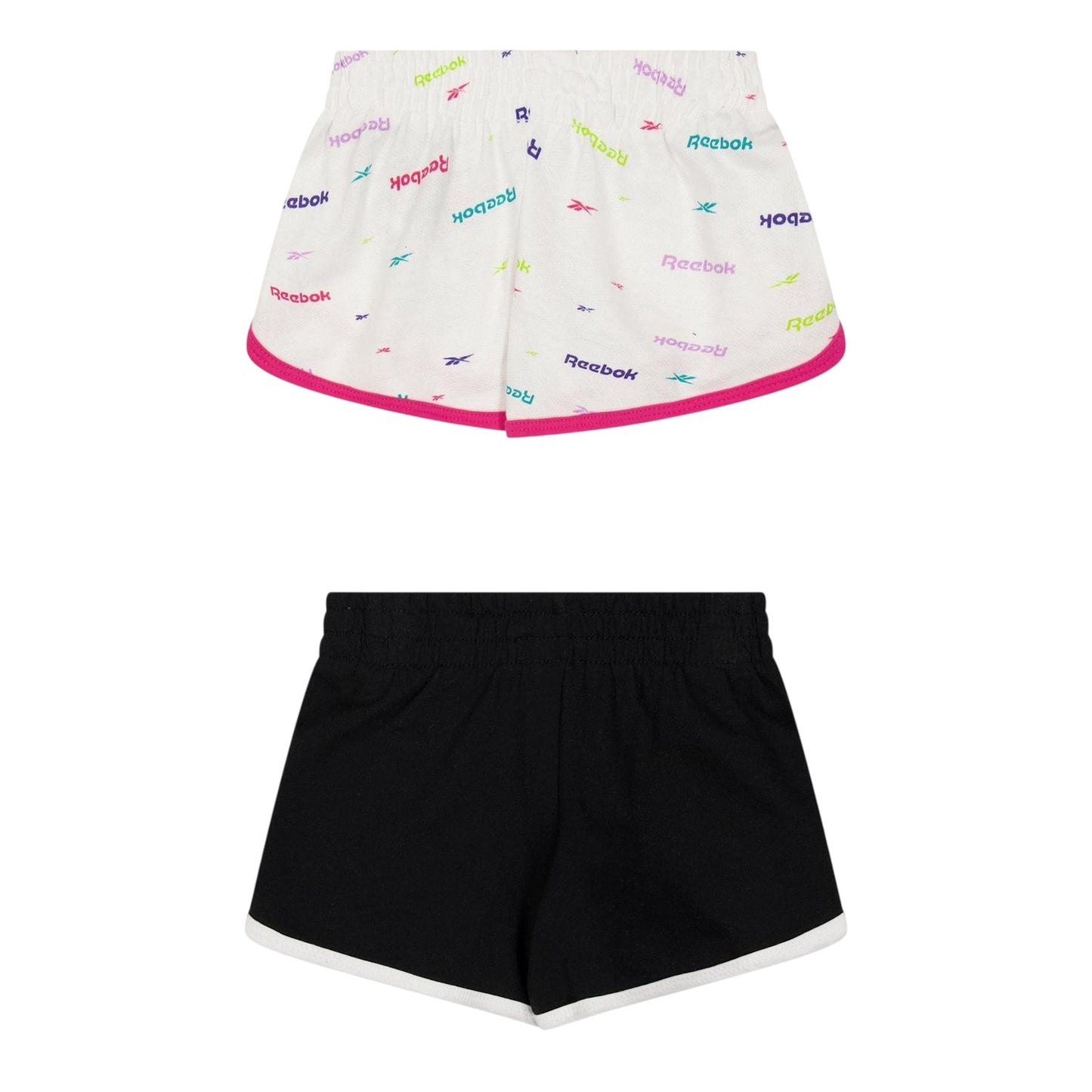White-Black - Back - Reebok Girls Jersey Shorts (Pack of 2)