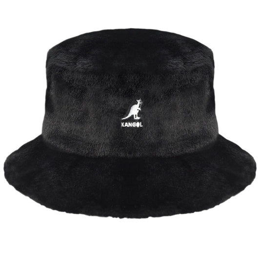 Black - Front - Kangol Faux Fur Bucket Hat