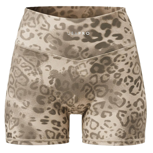 Leopard - Front - USA Pro Womens-Ladies Leopard Compression Cycling Shorts