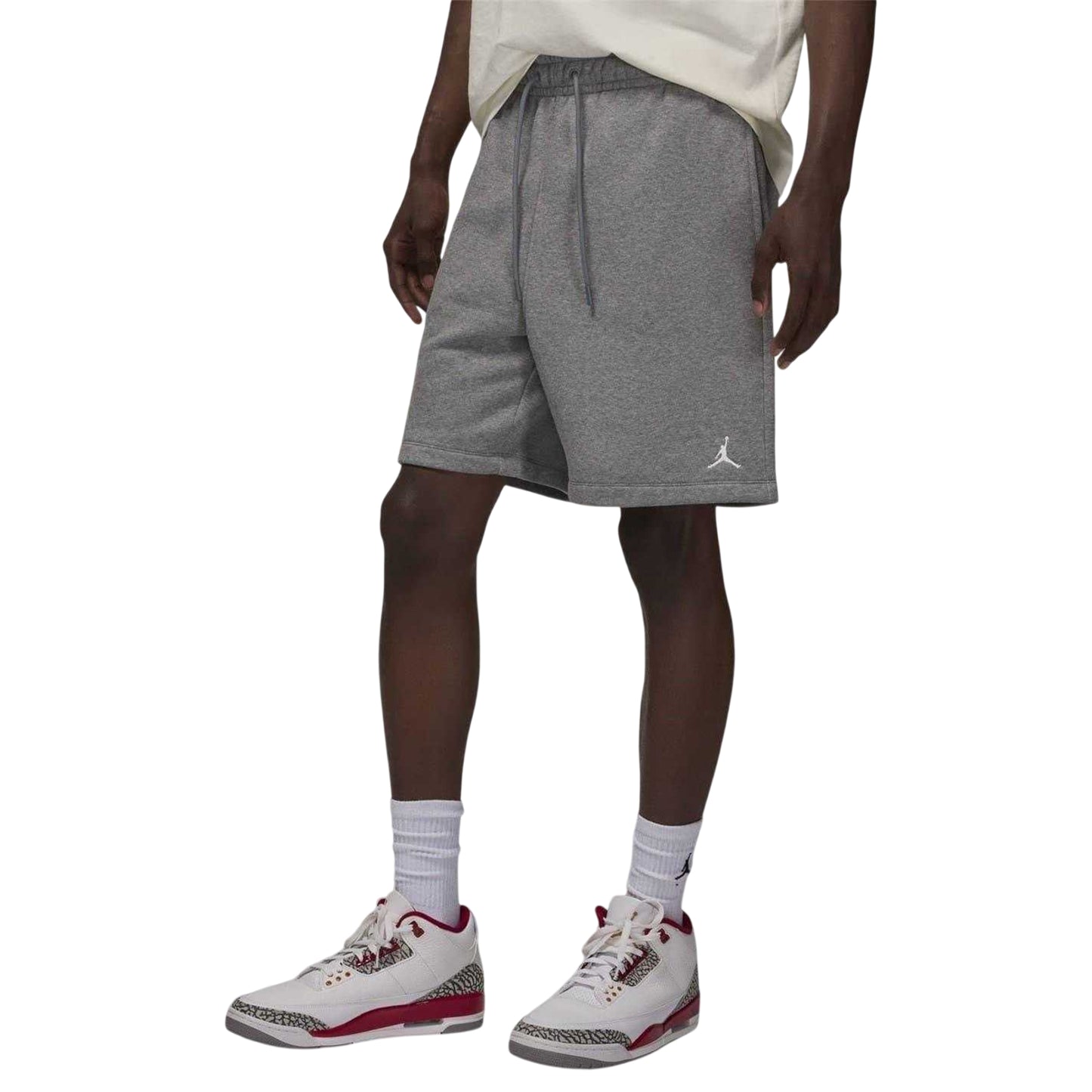 Carbon-White - Side - Nike Mens Air Jordan Fleece Sweat Shorts