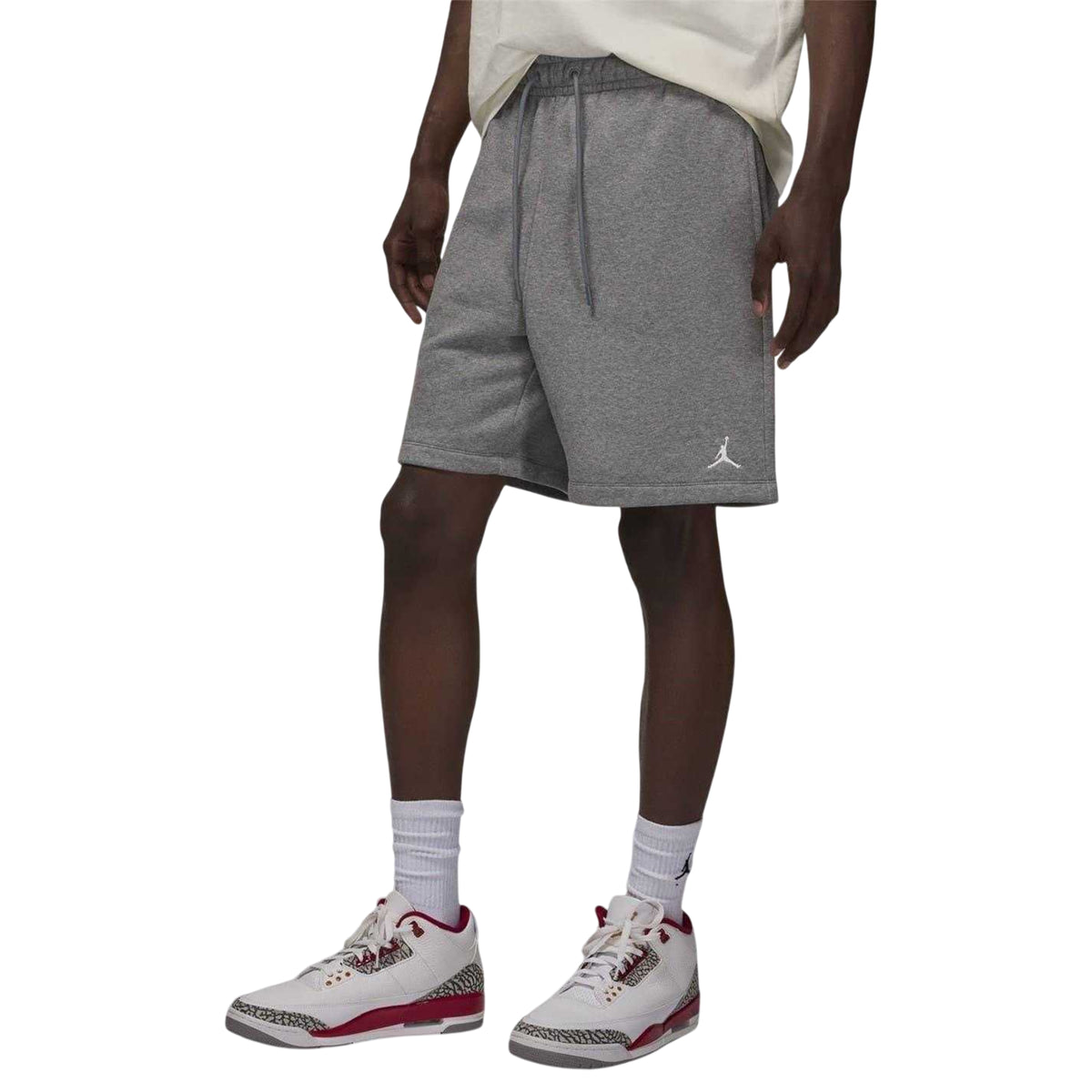 Carbon-White - Side - Nike Mens Air Jordan Fleece Sweat Shorts