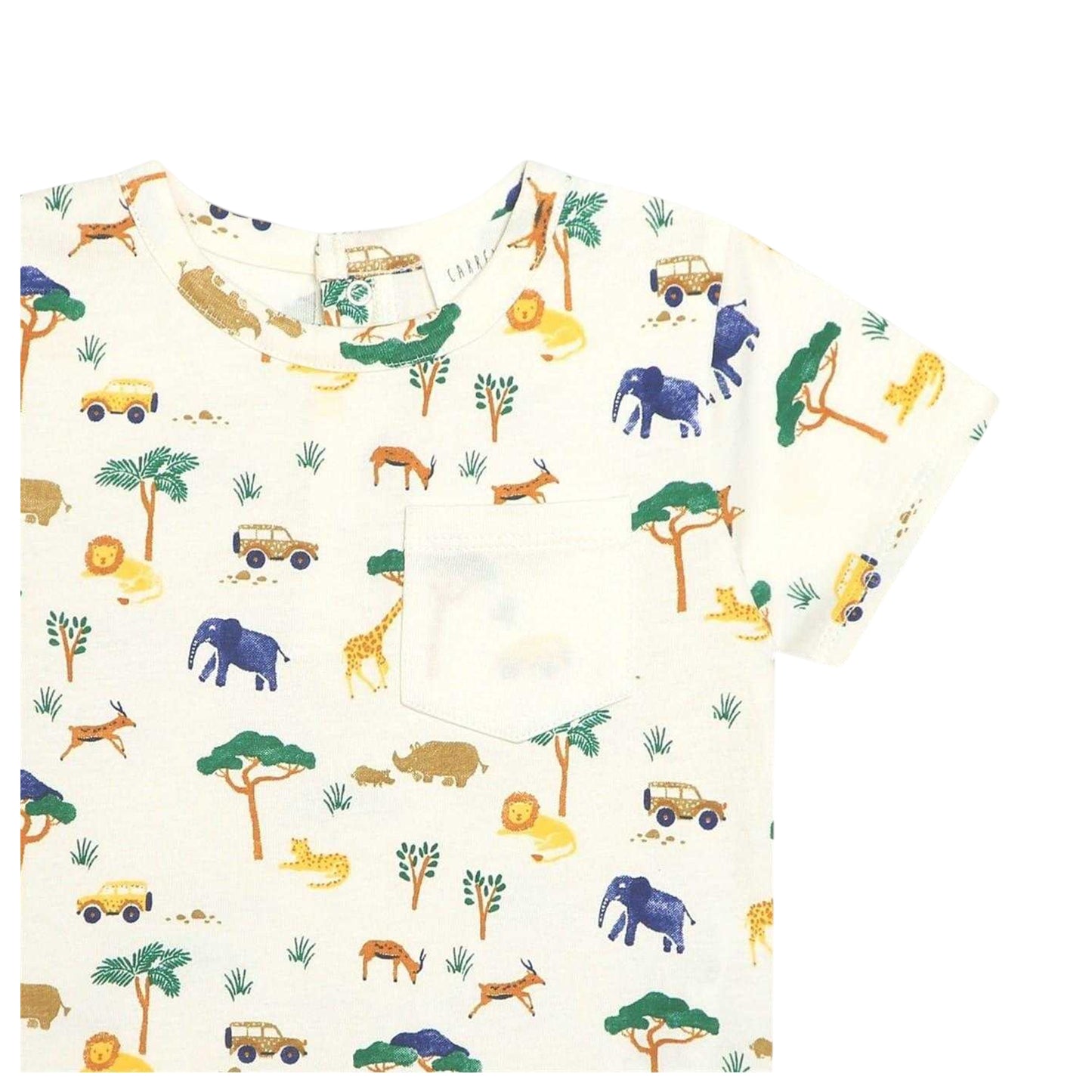 Yellow - Side - Carrement Beau Childrens-Kids Safari Animals Short-Sleeved T-Shirt