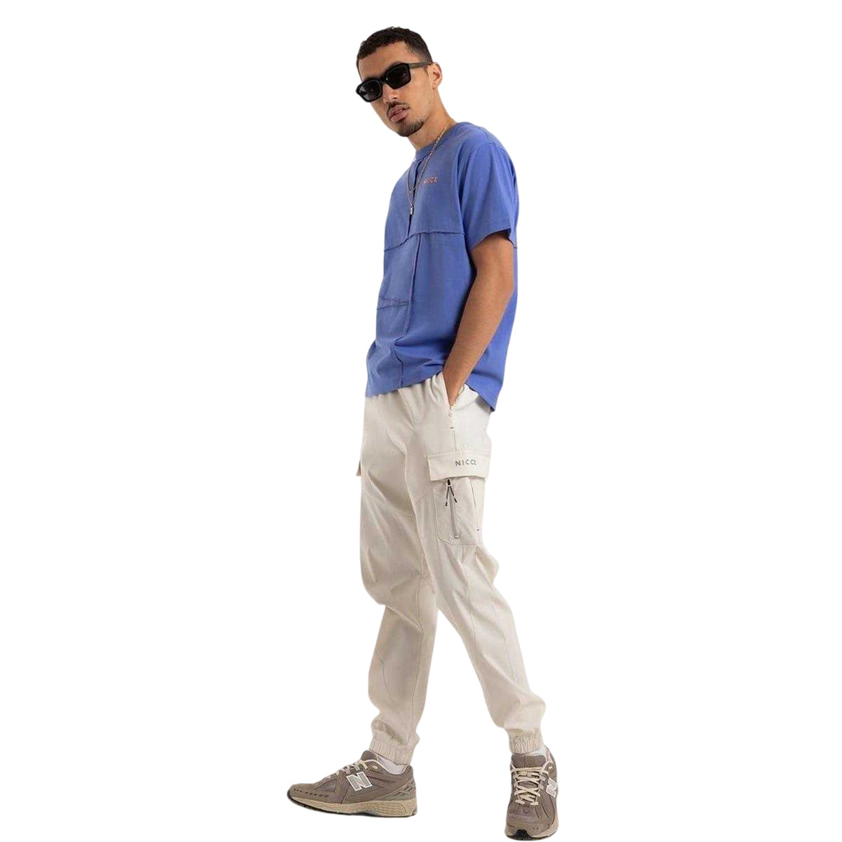 Iris Blue Marl - Lifestyle - Nicce Mens Merson Exposed Seams T-Shirt
