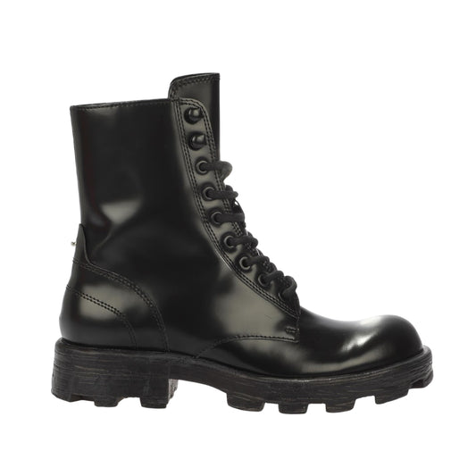 Black - Front - Diesel Womens-Ladies D-Hammer Leather Combat Boots