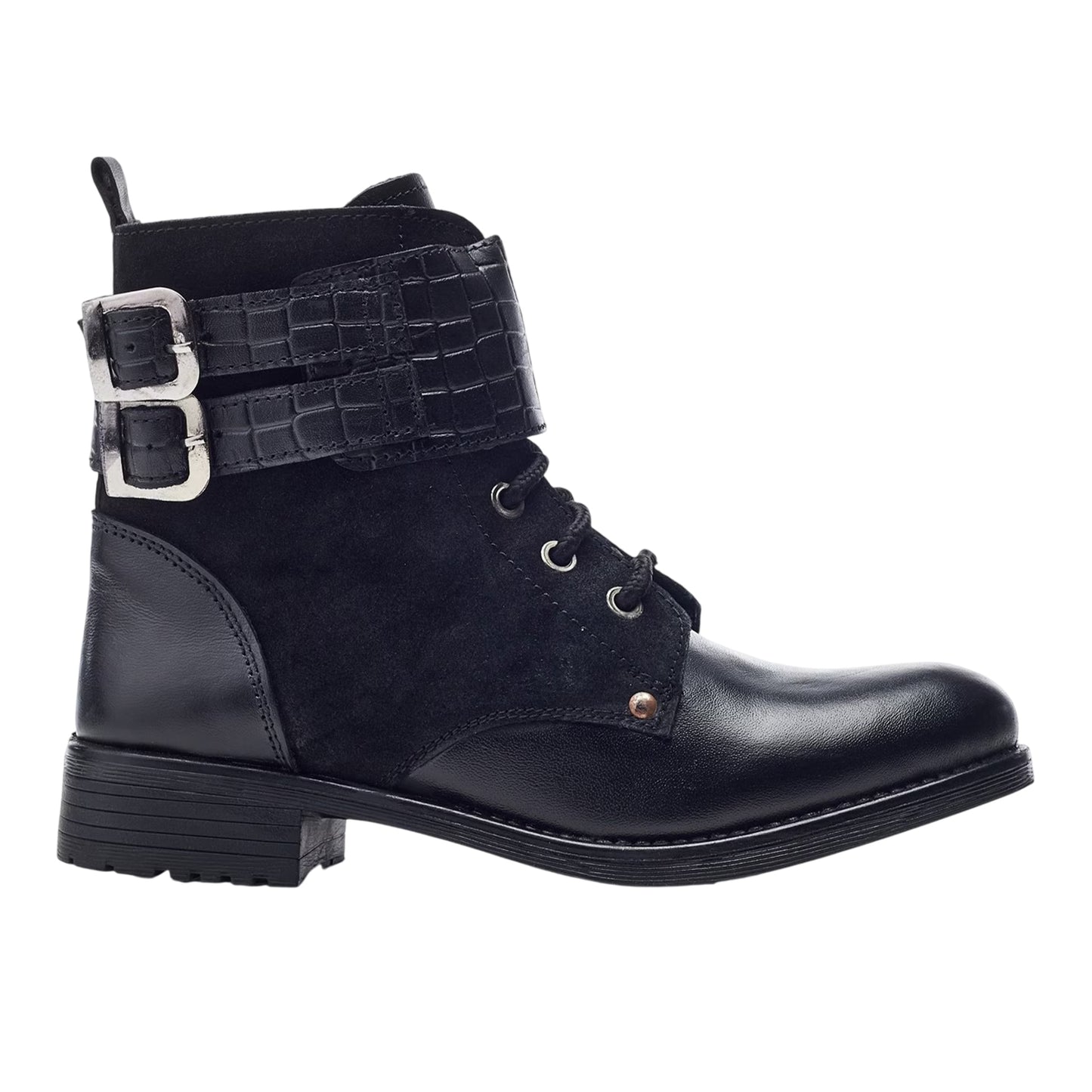 Black - Side - Moda In Pelle Womens-Ladies Mauvaise Leather Ankle Boots