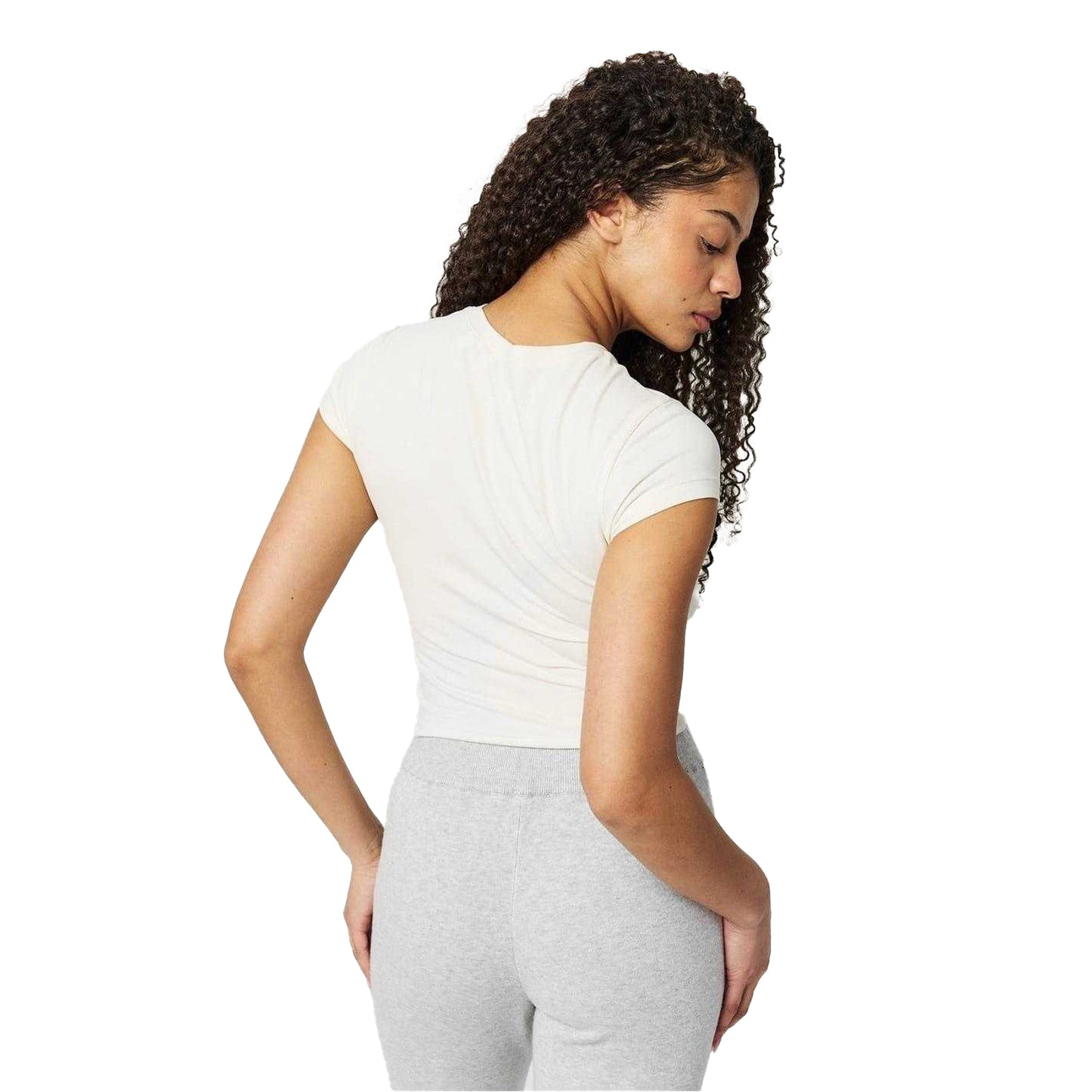 Vintage White - Pack Shot - Jack Wills Womens-Ladies Lettering Cropped Slim T-Shirt