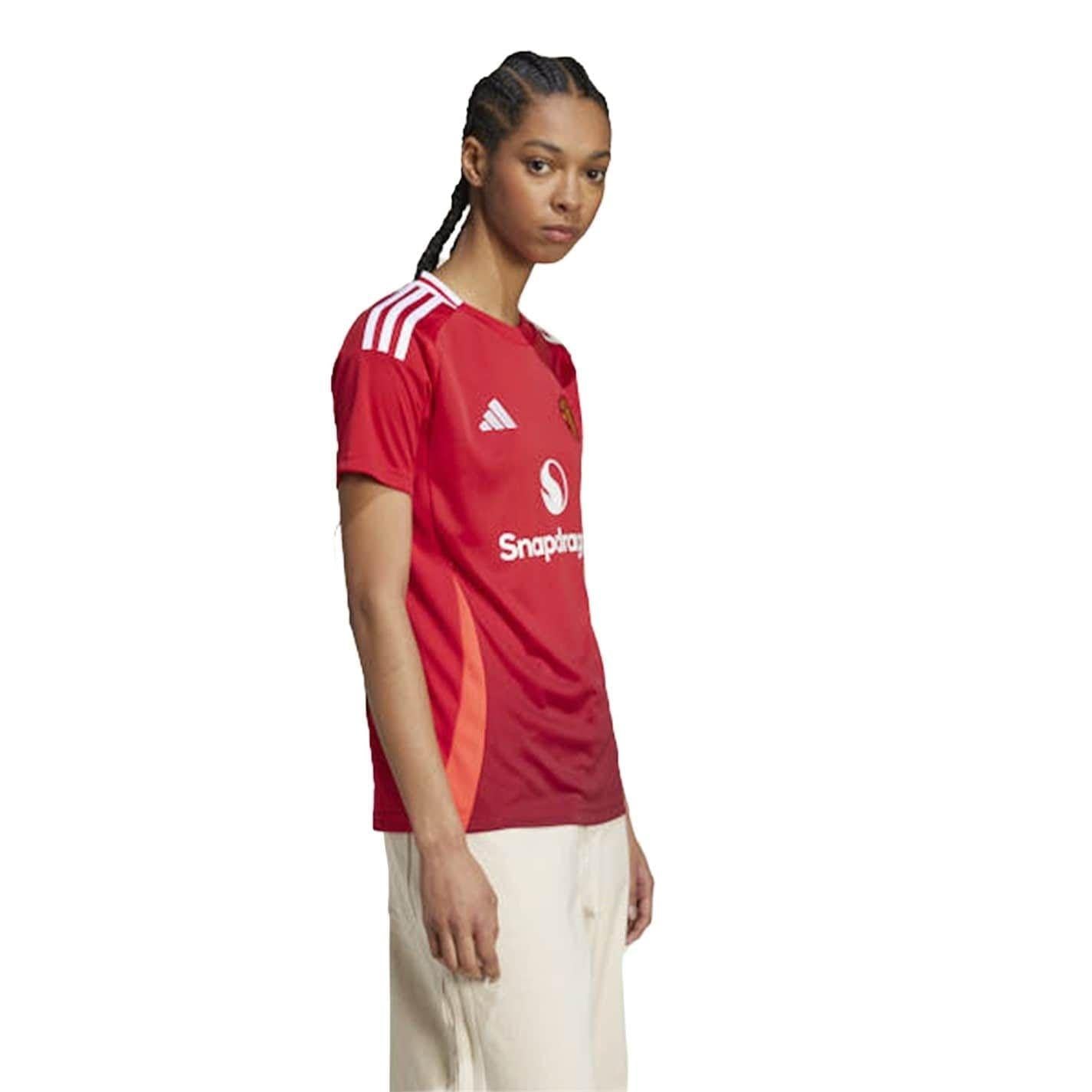 Red - Pack Shot - Adidas Womens-Ladies 24-25 Manchester United FC Home Shirt