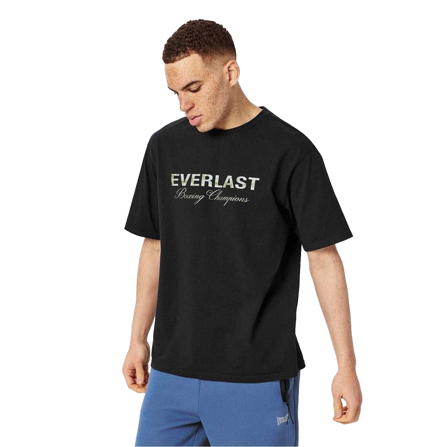 Black - Lifestyle - Everlast Mens Camo Logo Relaxed Fit T-Shirt