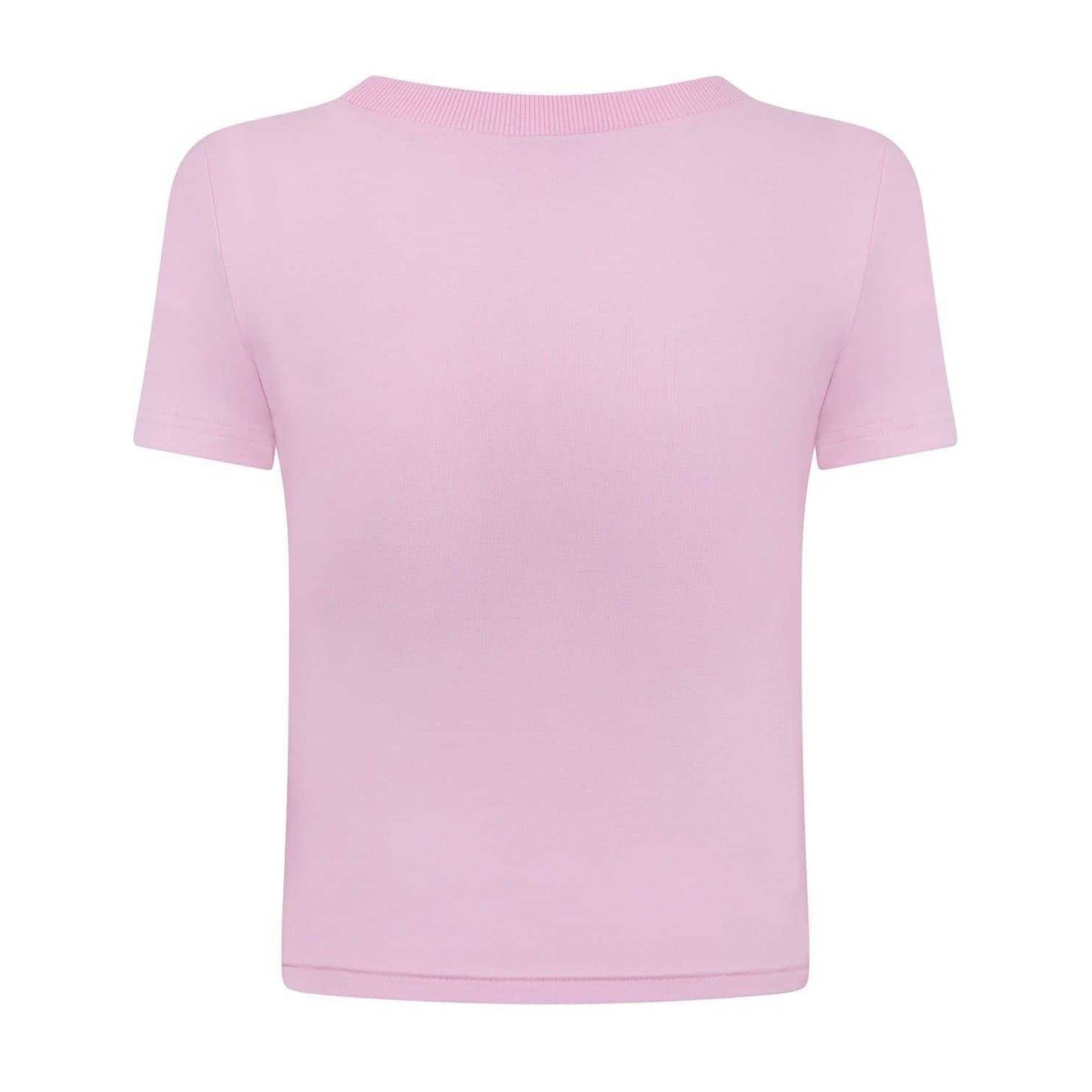 Pink - Back - Daisy Street Womens-Ladies Cherry Crop T-Shirt