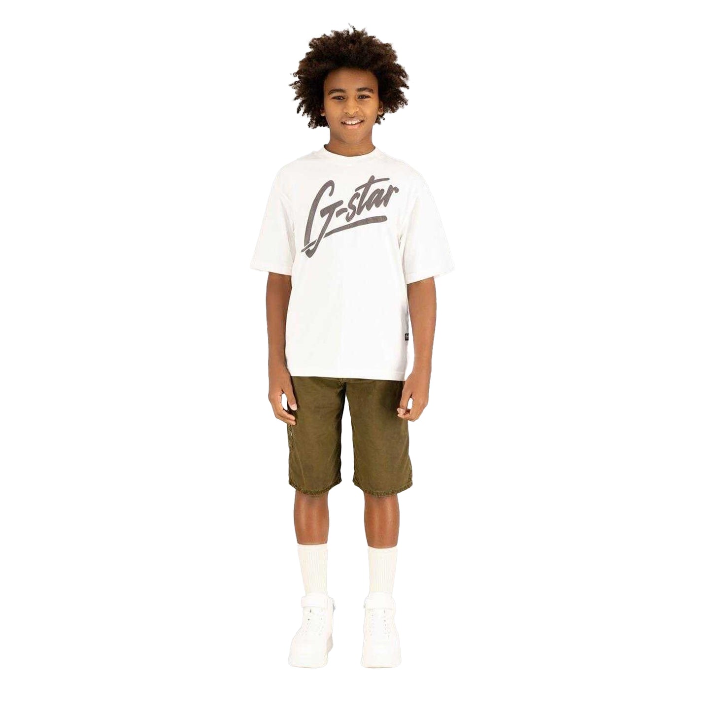 White - Pack Shot - G-Star Childrens-Kids Script Regular T-Shirt
