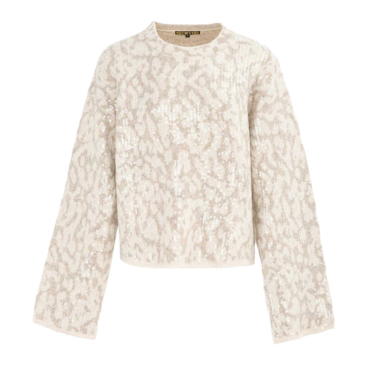 Beige-Grey - Front - Biba Womens-Ladies Leopard Print Jumper