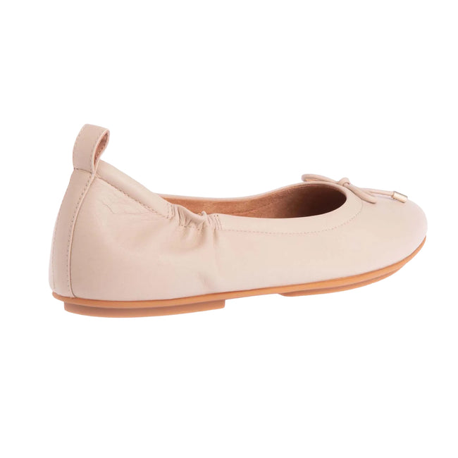 Stone - Back - FitFlop Womens-Ladies Allegro Bow Leather Ballerina Flats