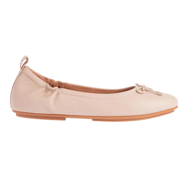 Stone - Side - FitFlop Womens-Ladies Allegro Bow Leather Ballerina Flats