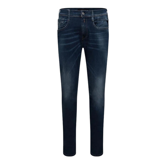Blue - Front - Replay Mens Anbass Cotton Slim Jeans