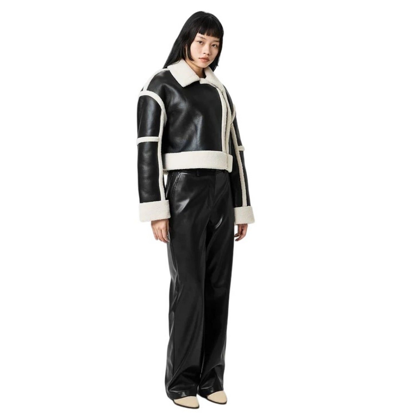 Black - Close up - Jack Wills Womens-Ladies Faux Leather High Waist Trousers