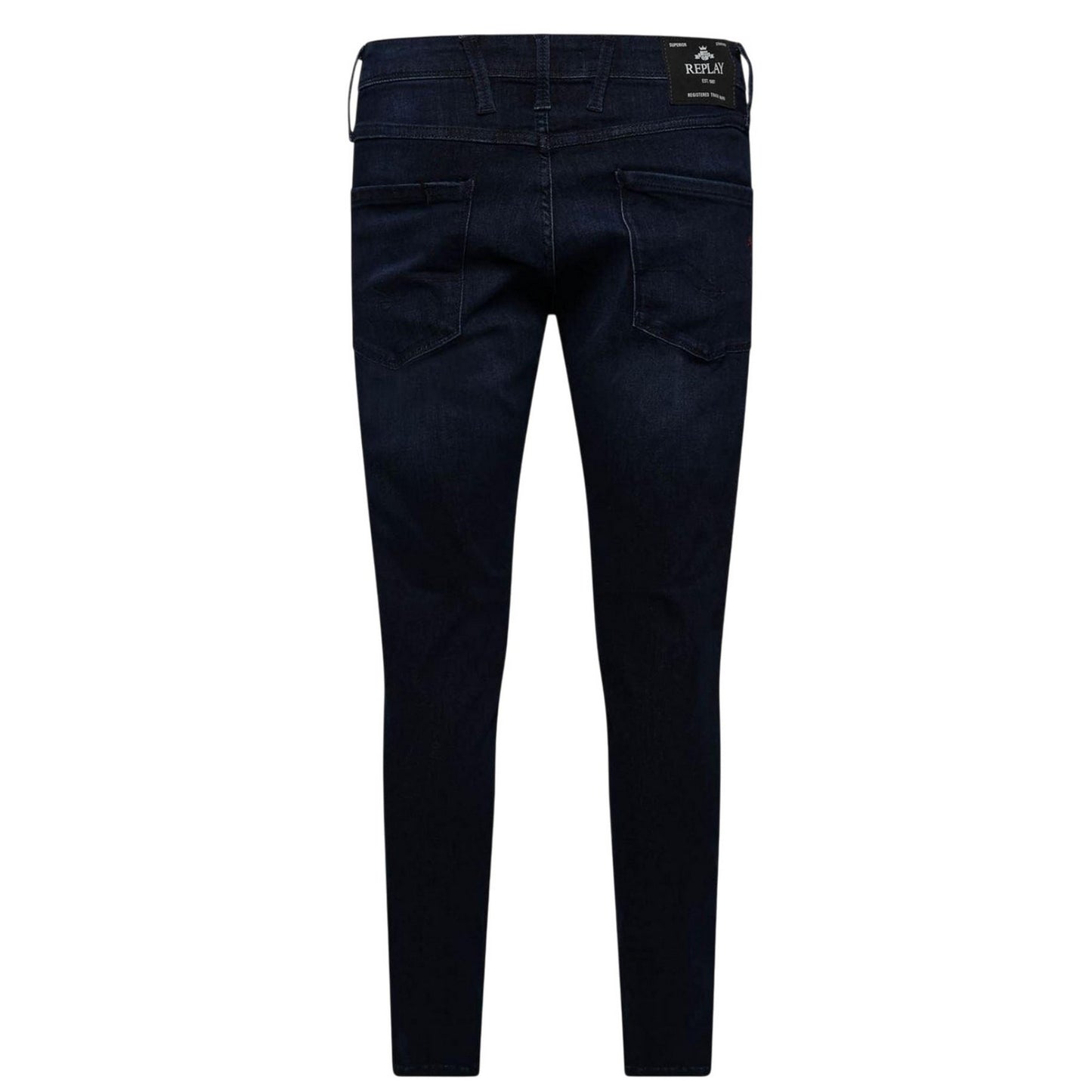 Blue - Back - Replay Mens Anbass Faded Slim Jeans