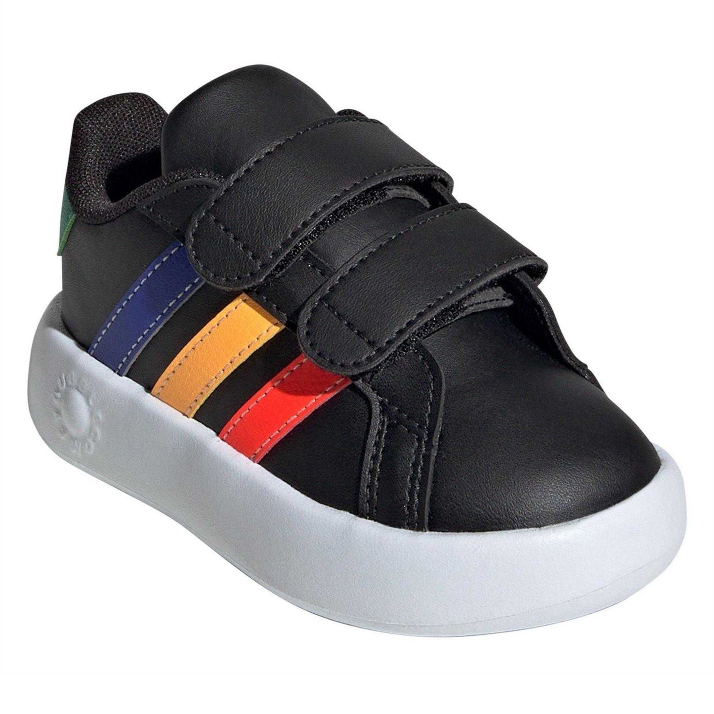Core Black - Pack Shot - Adidas Childrens-Kids Court 2.0 Striped Trainers