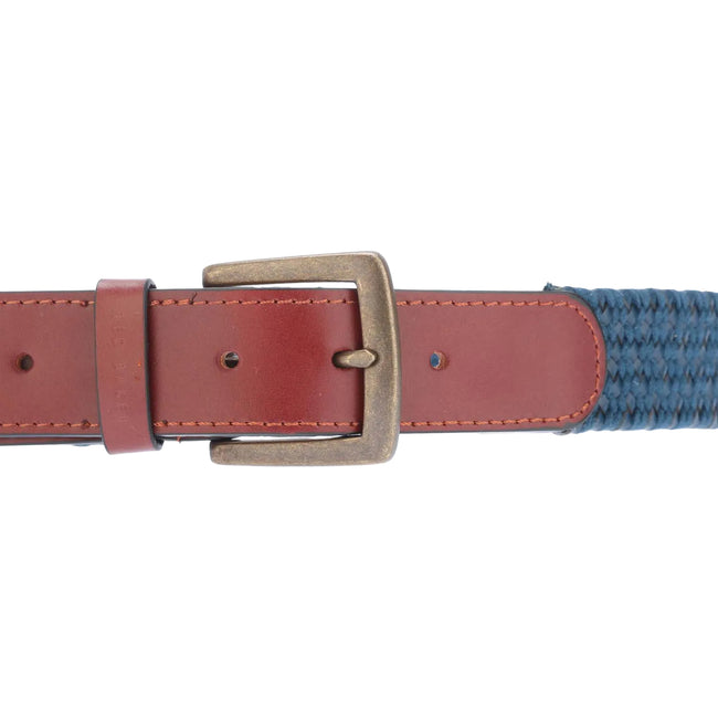 Navy - Back - Ted Baker Galan Cow Leather Woven Belt