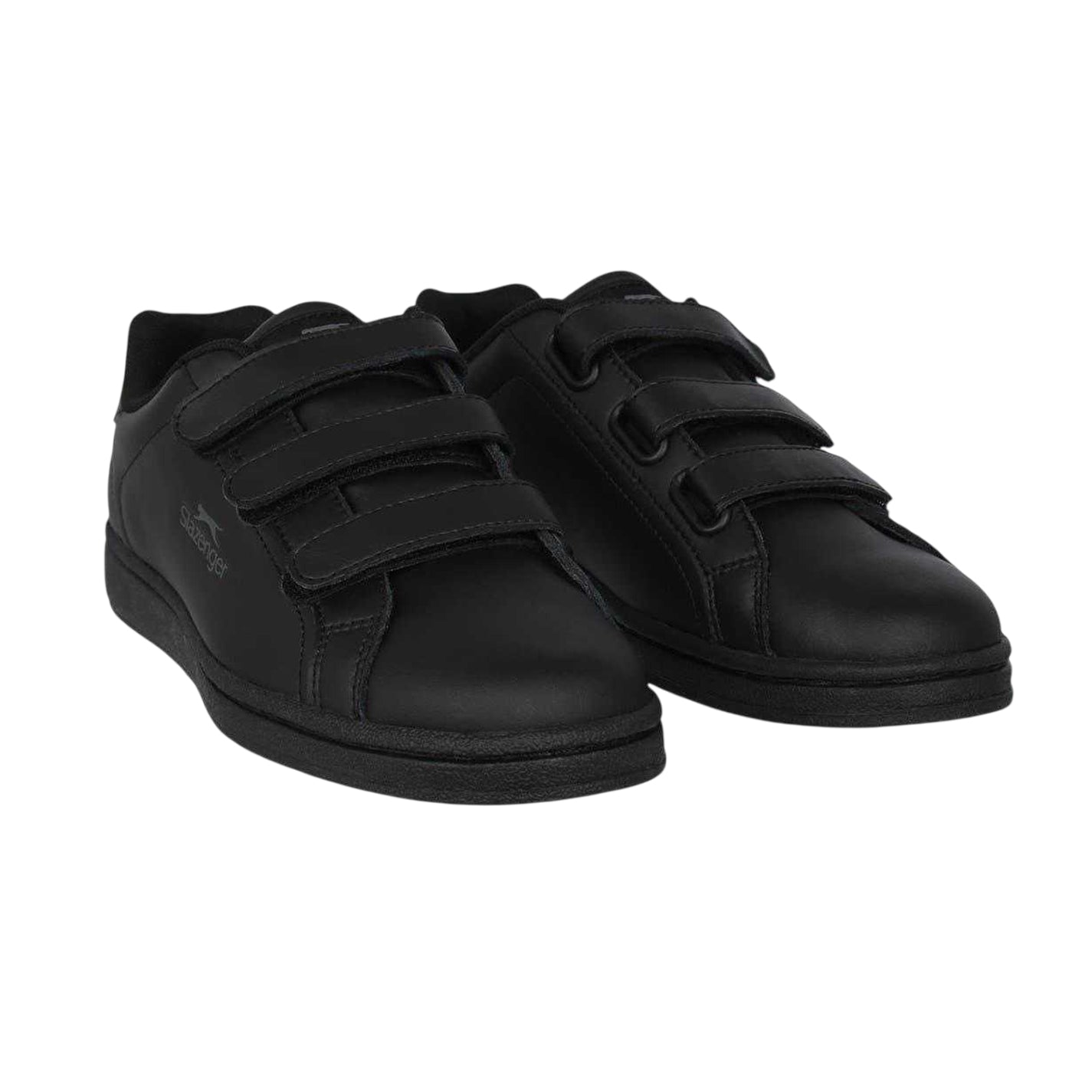 Black-Charcoal - Pack Shot - Slazenger Childrens-Kids Ash Vel Flat Trainers