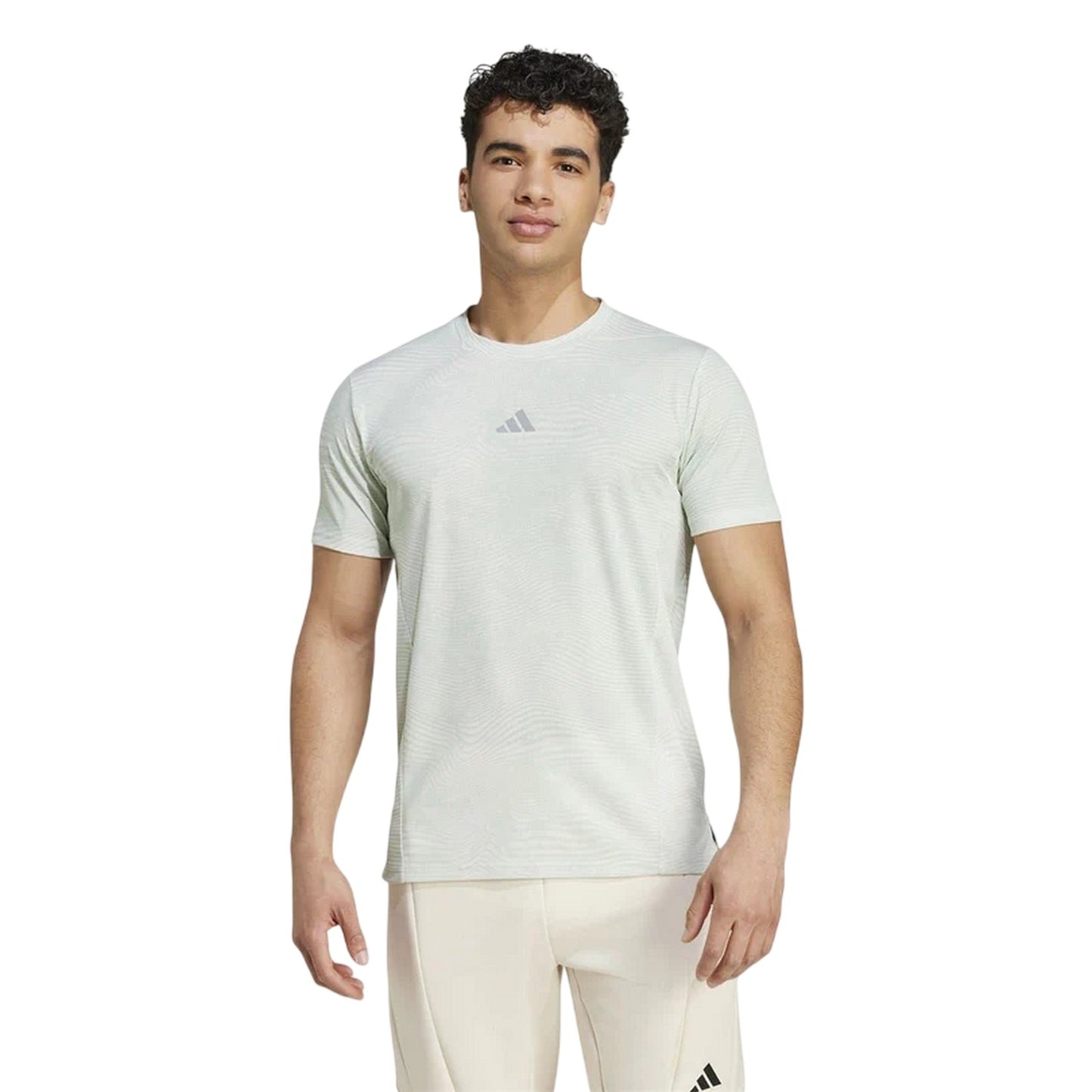 White-Green - Pack Shot - Adidas Mens HIIT Heat.Rdy Technology Training T-Shirt