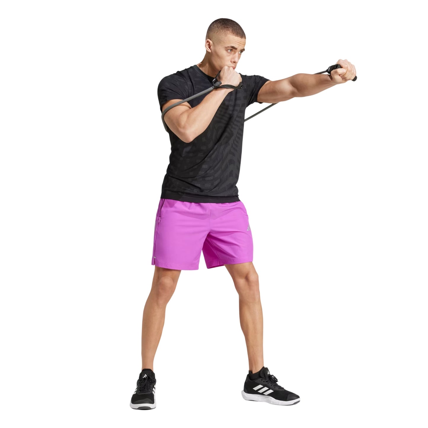 Black - Close up - Adidas Mens Seamless Training T-Shirt